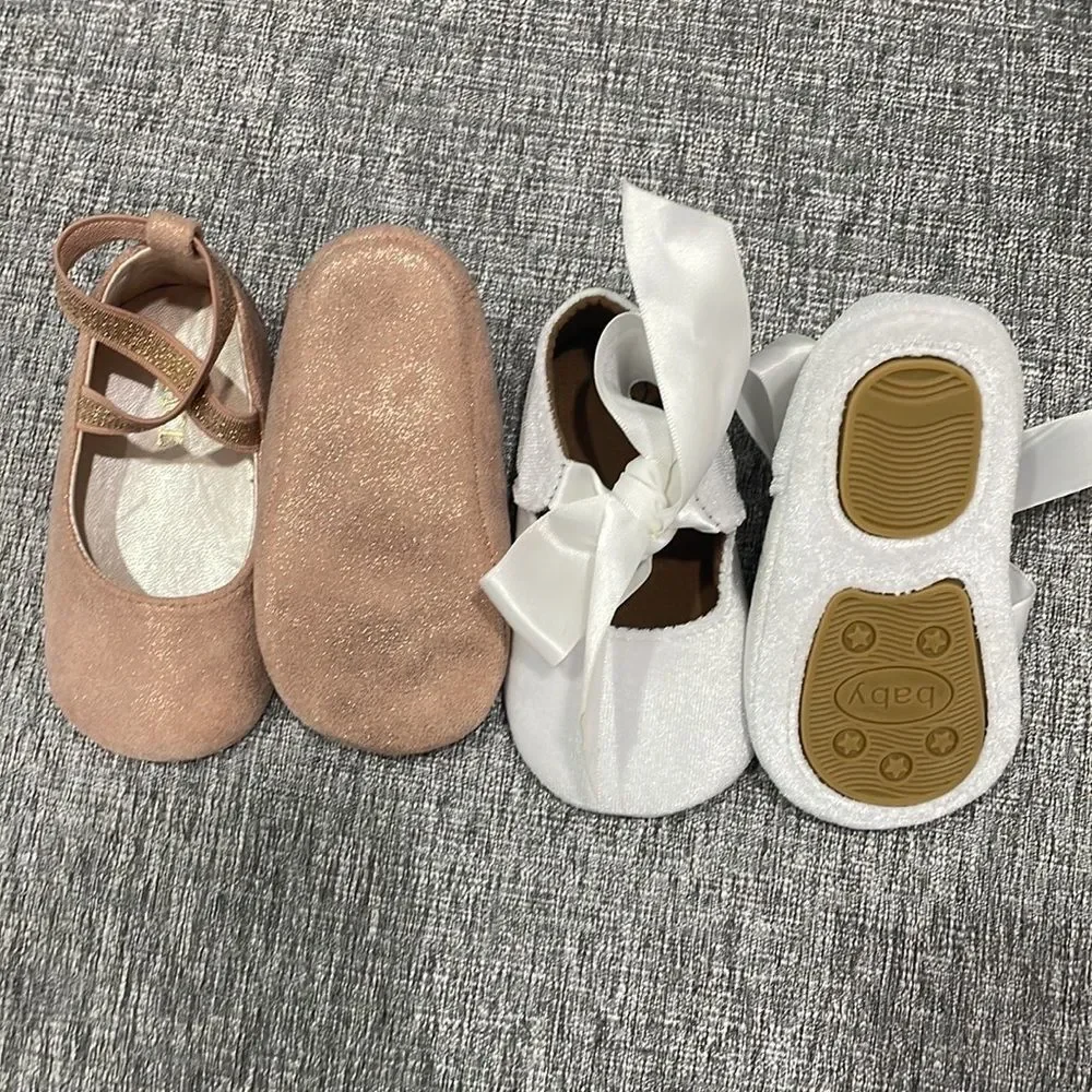 BUNDLE 2 Pair Baby Girls Infants Shoes Size 2 Pink/White